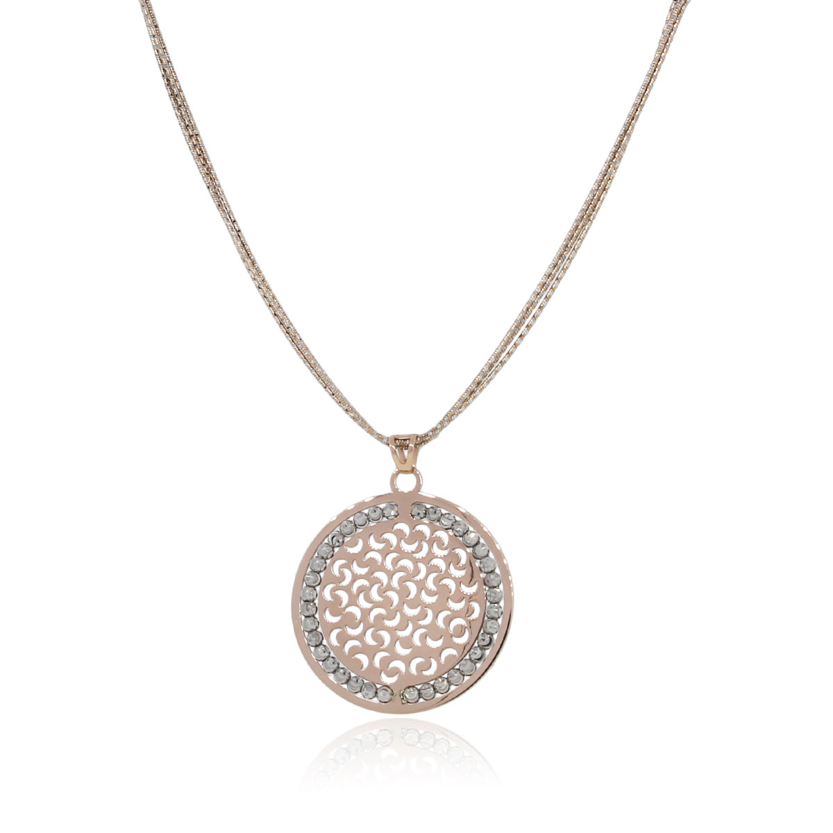 Officina Bernardi Silver, Platinum & 18k Rose Gold Rodium Necklace