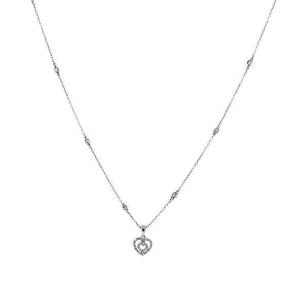 14k White Gold 0.30ctw Diamond Heart Necklace