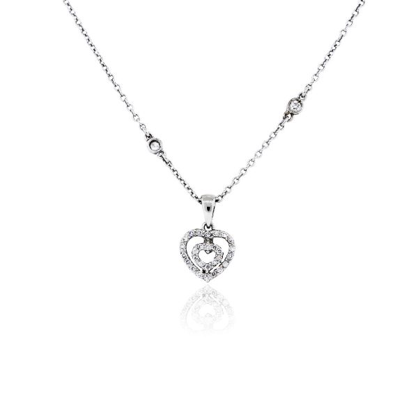 You are viewing this 14k White Gold 0.30ctw Diamond Heart Pendant Necklace!