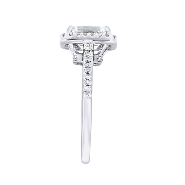 18k White Gold 1.61ct Emerald Cut Diamond Halo Ring