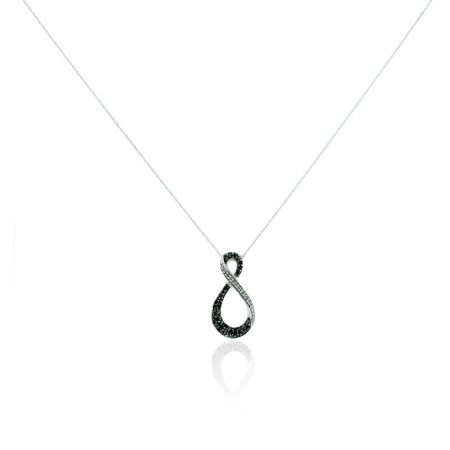 You are viewing this 10k White Gold Black and White Diamond Infinity Necklace!