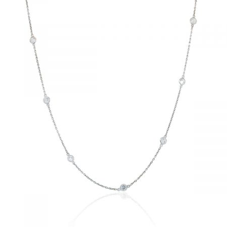 You are viewing this 18K White Gold .21ctw Diamonds by the Yard Necklace!