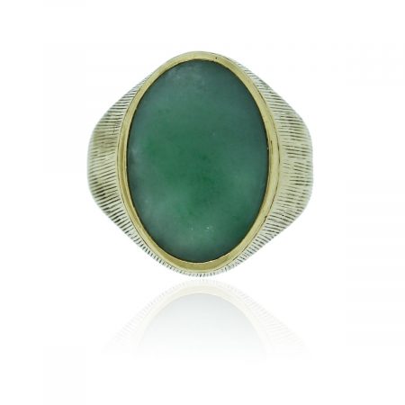 You are viewing this 18k Yellow Gold Mens Jade Ring!