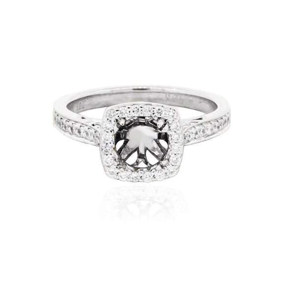 You are viewing this 18k White Gold .34ctw Diamond Halo Mounting!
