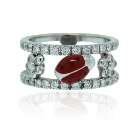You are viewing this Aaron Basha 18k White Gold Ladybug Diamond Ring!