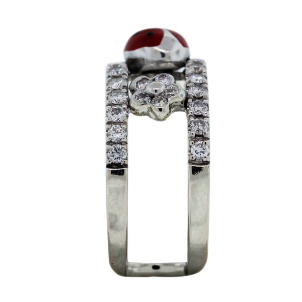 Aaron Basha 18k White Gold Ladybug Diamond Ring