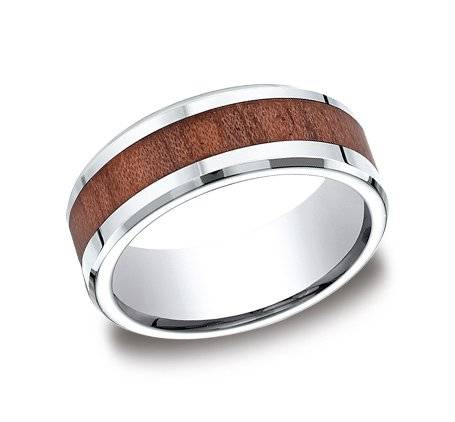 Wood Inlay mens wedding ring
