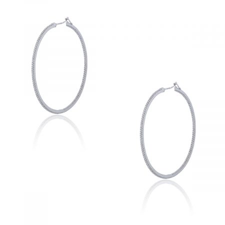 You are viewing these Ivanka Trump Thin 18k White Gold Diamond Hoop Earrings!