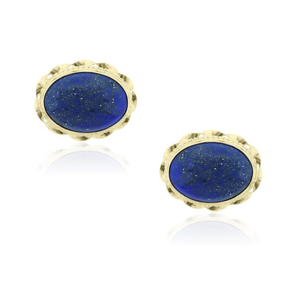 You are viewing these 14k Yellow Gold Oval Cabochon Lapis Cuff Links!
