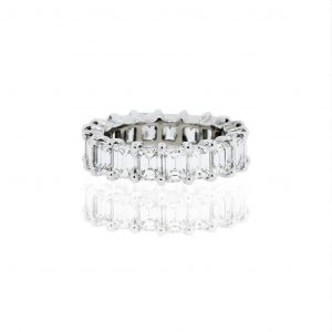 Platinum 8.0ctw Emerald Cut Eternity Band Ring