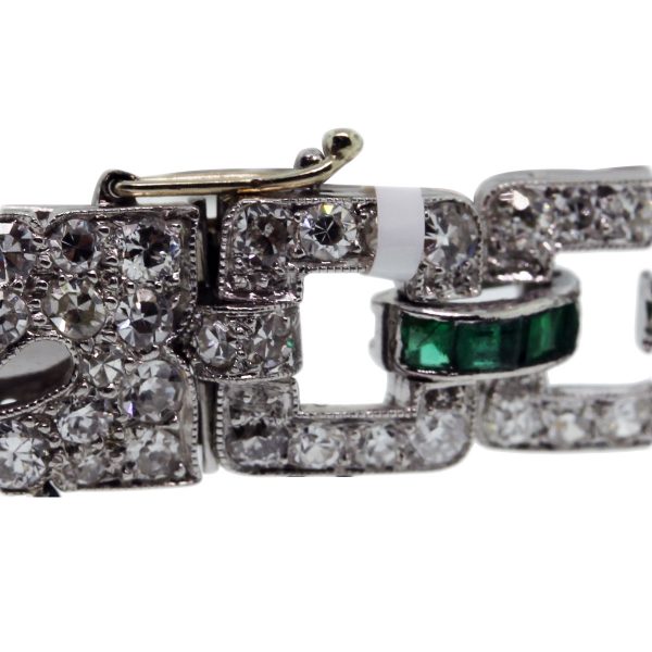 Platinum 6.5ctw Diamond Emerald Ladies Bracelet Clasp
