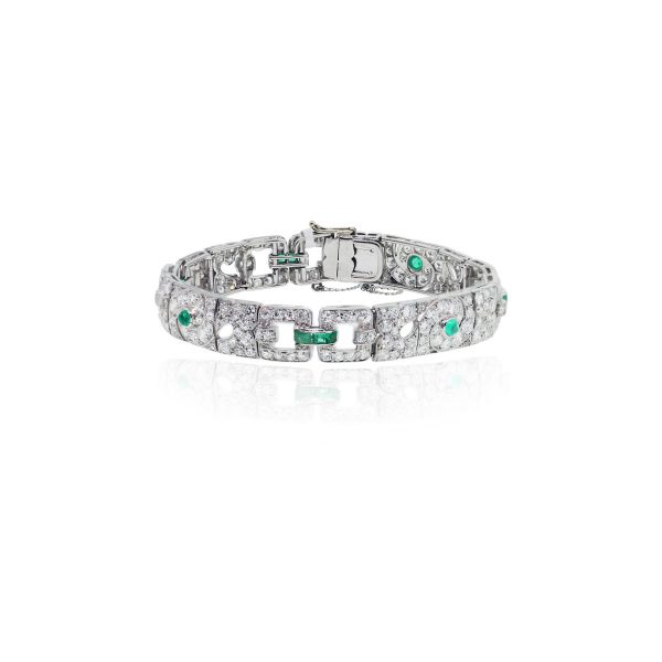 You are viewing this Platinum 6.5ctw Diamond Emerald Ladies Bracelet!