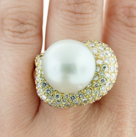 South Sea Pearl and Diamond Ring