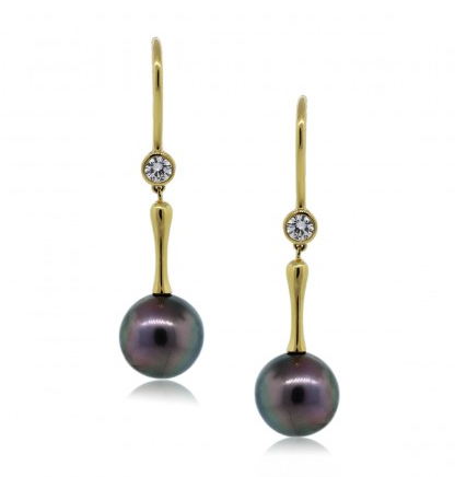 Tiffany & Co. Tahitian Pearl and Diamond Drop Dangle Earrings