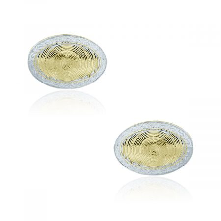 You are viewing these 14k Two Tone Gold Oval Textured Cuff Links!