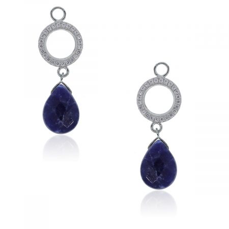 You are viewing these 14k White Gold Diamonds & Sodalite Earring Jackets!