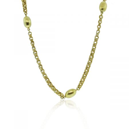 You are viewing this 18k Yellow Gold 42" Chain Bead Long Necklace!