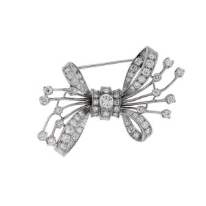You are viewing this Platinum 3.5ctw Diamond Bow Pin!