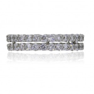 14k White Gold Two Row 2ctw Diamond Eternity Band Ring