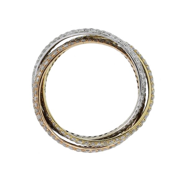 14k Tri Gold Diamond Rolling Ring