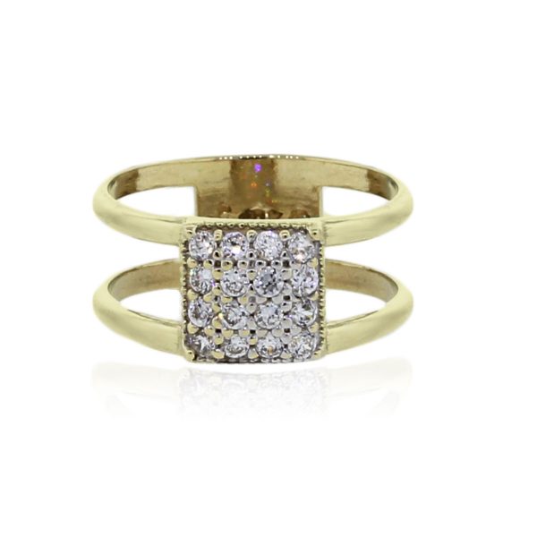 You are viewing this 10k Yellow Gold .32ctw Diamond Square Cluster Ring!