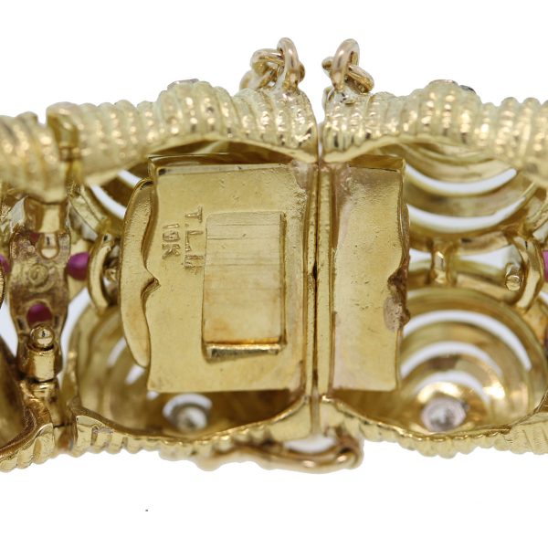 18k Yellow Gold 2ctw Diamond & Ruby Vintage Bracelet