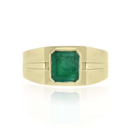You are viewing this 14k Yellow Gold Emerald Signet Ring!