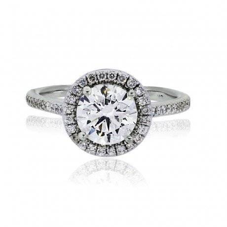 18k White Gold Round Brilliant Micro Pave Diamond Engagement Ring