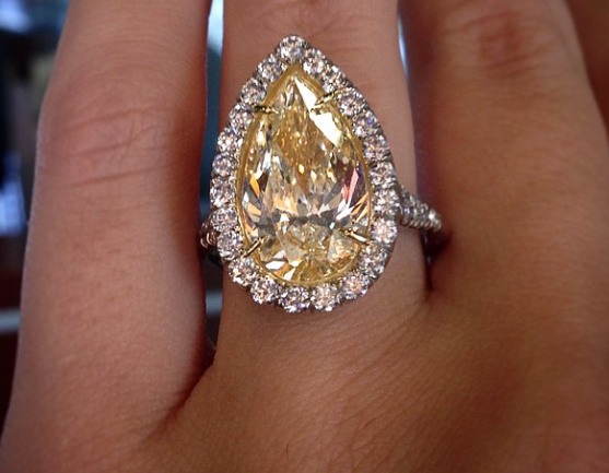 Fancy Yellow Pear Shaped Diamond Engagement Ring
