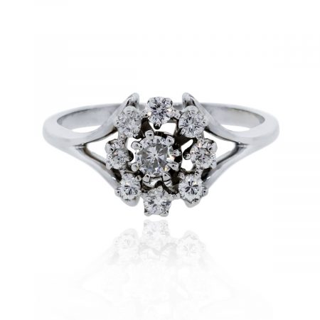 You are viewing this 14k White Gold .50ctw Diamond Flower Ring!