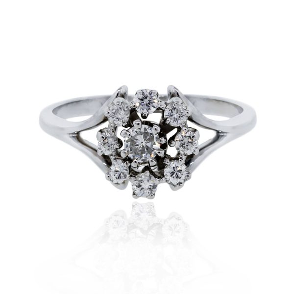 You are viewing this 14k White Gold .50ctw Diamond Flower Ring!