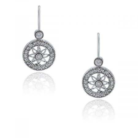 You are viewing these 14k White Gold .50ctw Diamond Flower Dangle Earrings!