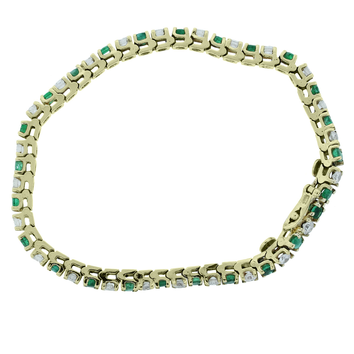 14k Yellow Gold Diamond & Emerald 4.4ctw Tennis Bracelet