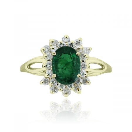 You are viewing this 14k Yellow Gold 1.2ct Emerald & .40ctw Diamond Ring!