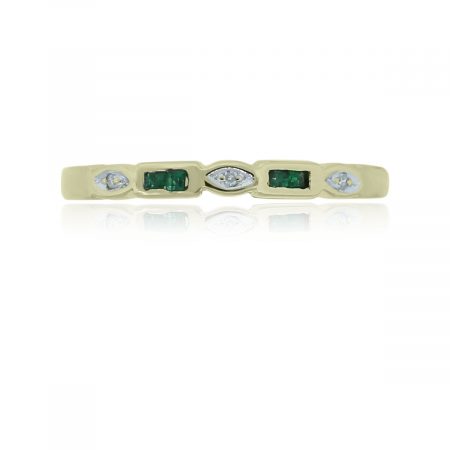 You are viewing this 14k Yellow Gold Diamond & Emerald Stackable Ring!