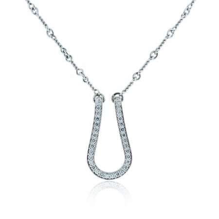 You are viewing this 14k White Gold .85ctw Diamond "U" Pendant Necklace!