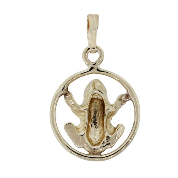 14k Yellow Gold Marquis Emerald Frog Charm