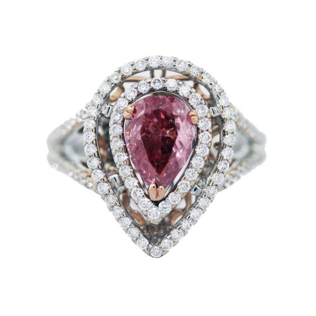 1 Carat Pink Diamond Ring Micro pave Setting 18K White/Rose Gold