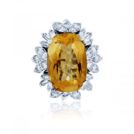 You are viewing this 14K White Gold Citrine & Diamond Cluster Ring