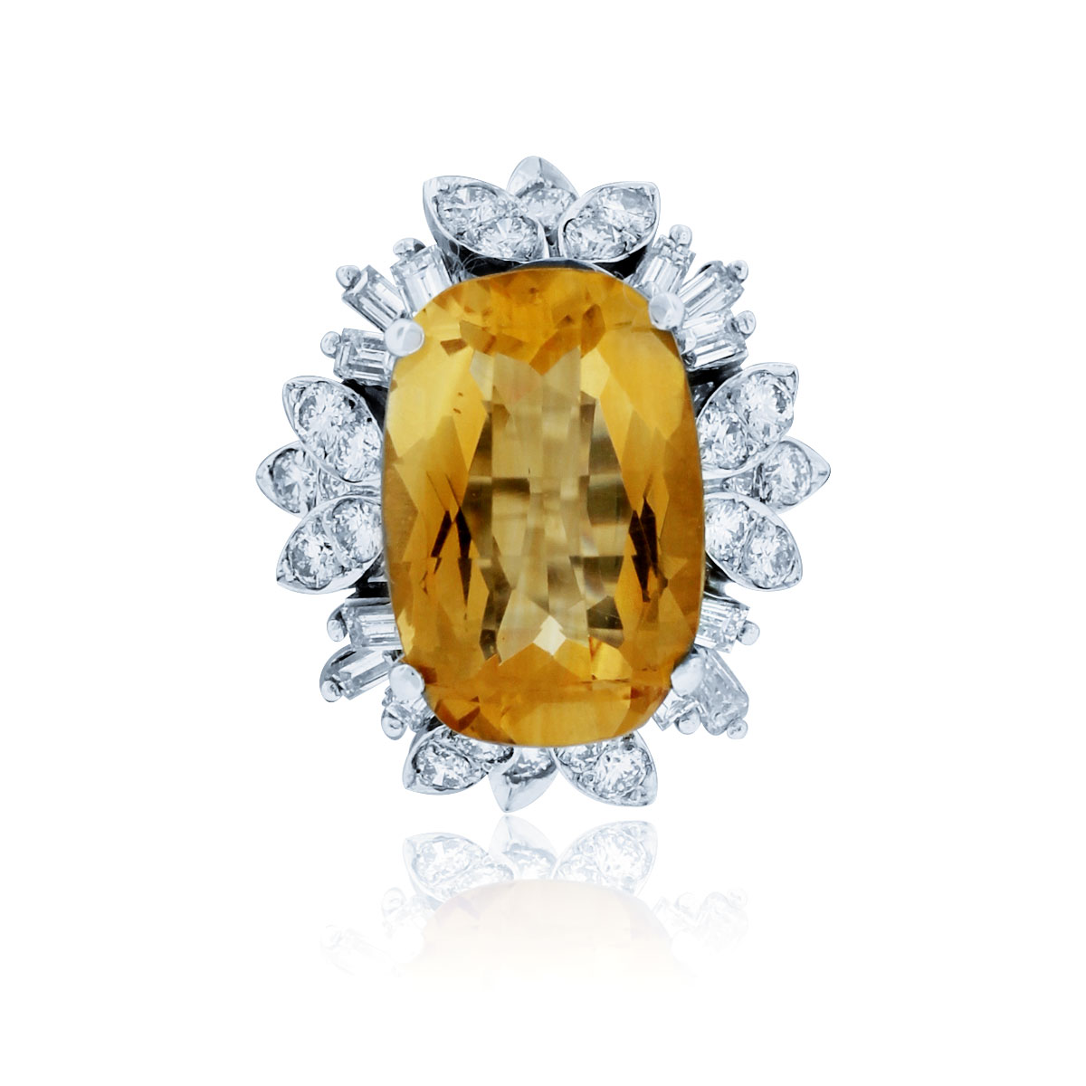 You are viewing this 14K White Gold Citrine & Diamond Cluster Ring