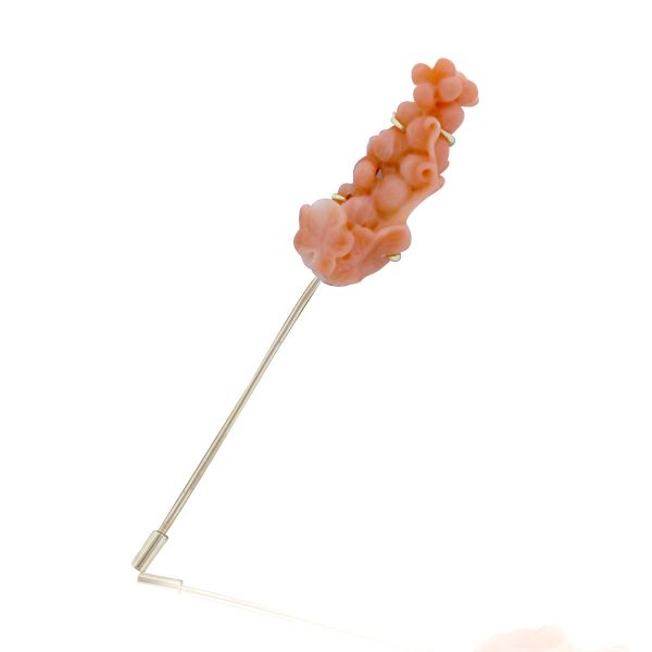 You are viewing this 10k Yellow Gold Carved Coral Stick Pin