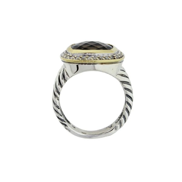 David Yurman Albion Diamond & Smokey Quartz Ring
