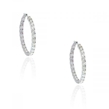 You are viewing this 14k White Gold 10ctw Diamond Inside Out Hoop Earrings