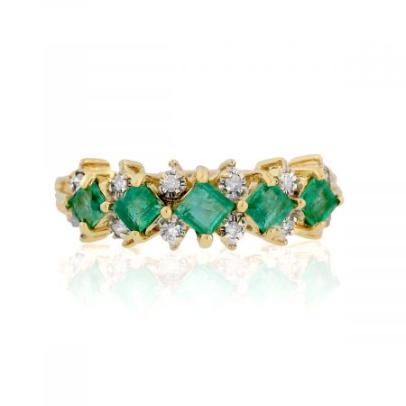 You are viewing this 14k Yellow Gold Diamond & Emerald Ring