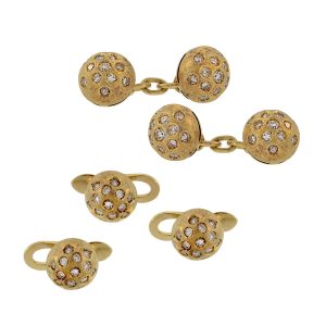 You are viewing this 5 Piece 18K Yellow Gold & Diamond Cufflink Set