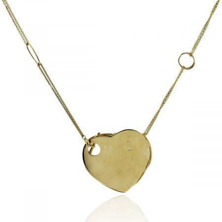 You are viewing this 18k Yellow Gold Heart Diamond Necklace!