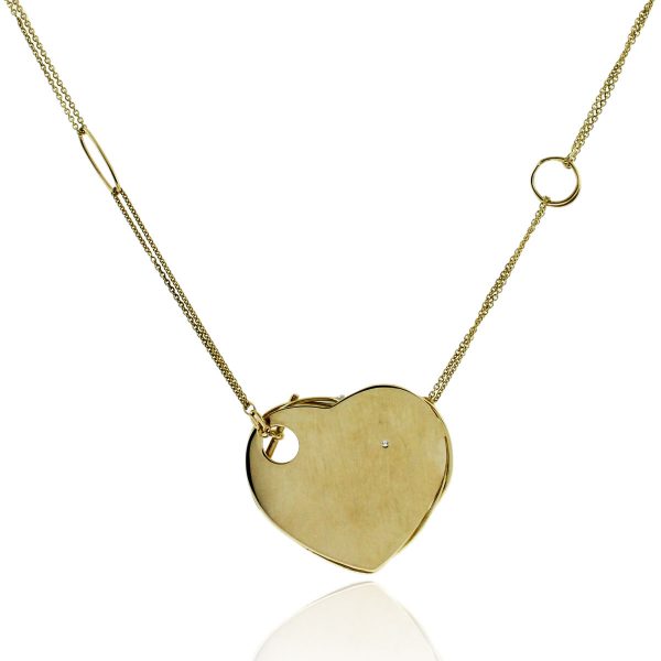 You are viewing this 18k Yellow Gold Heart Diamond Necklace!