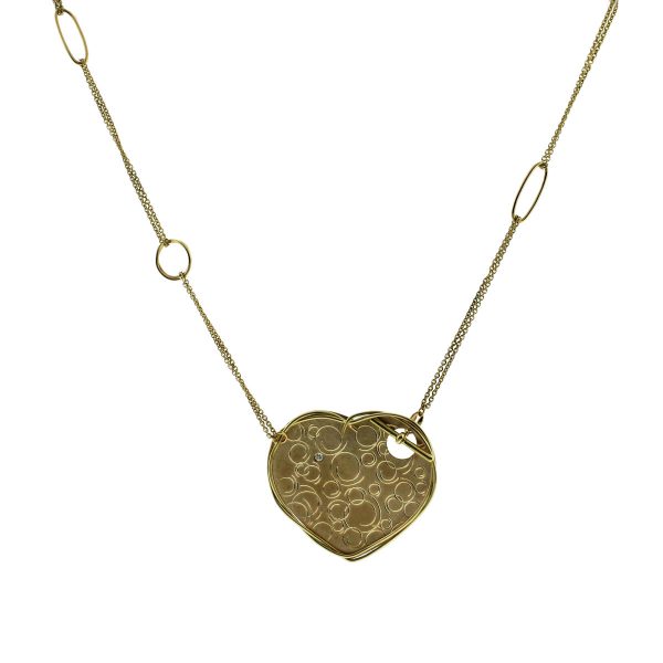 18k Yellow Gold Heart Diamond Necklace