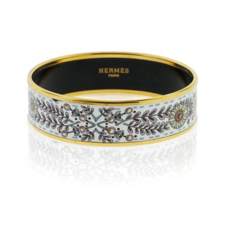 You are viewing this Hermes Wide Gold Plated Enamel Bracelet