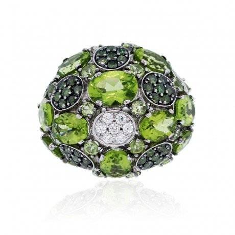 Roberto Coin White & Green Diamond Peridot Cocktail Ring